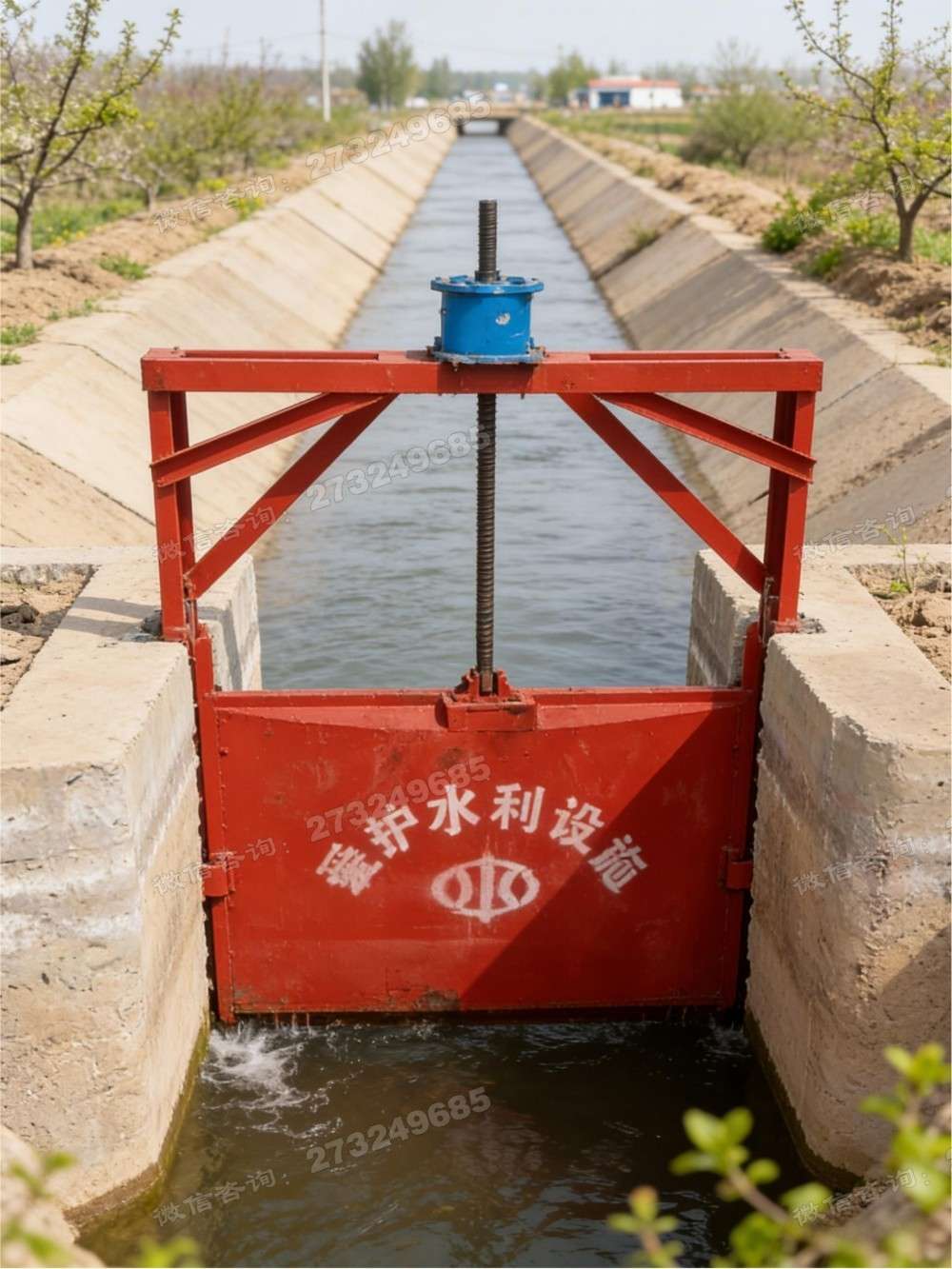 抚州灌区红色钢制闸门